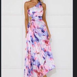 Hello Molly Vibrant Floral One-Shoulder Dress